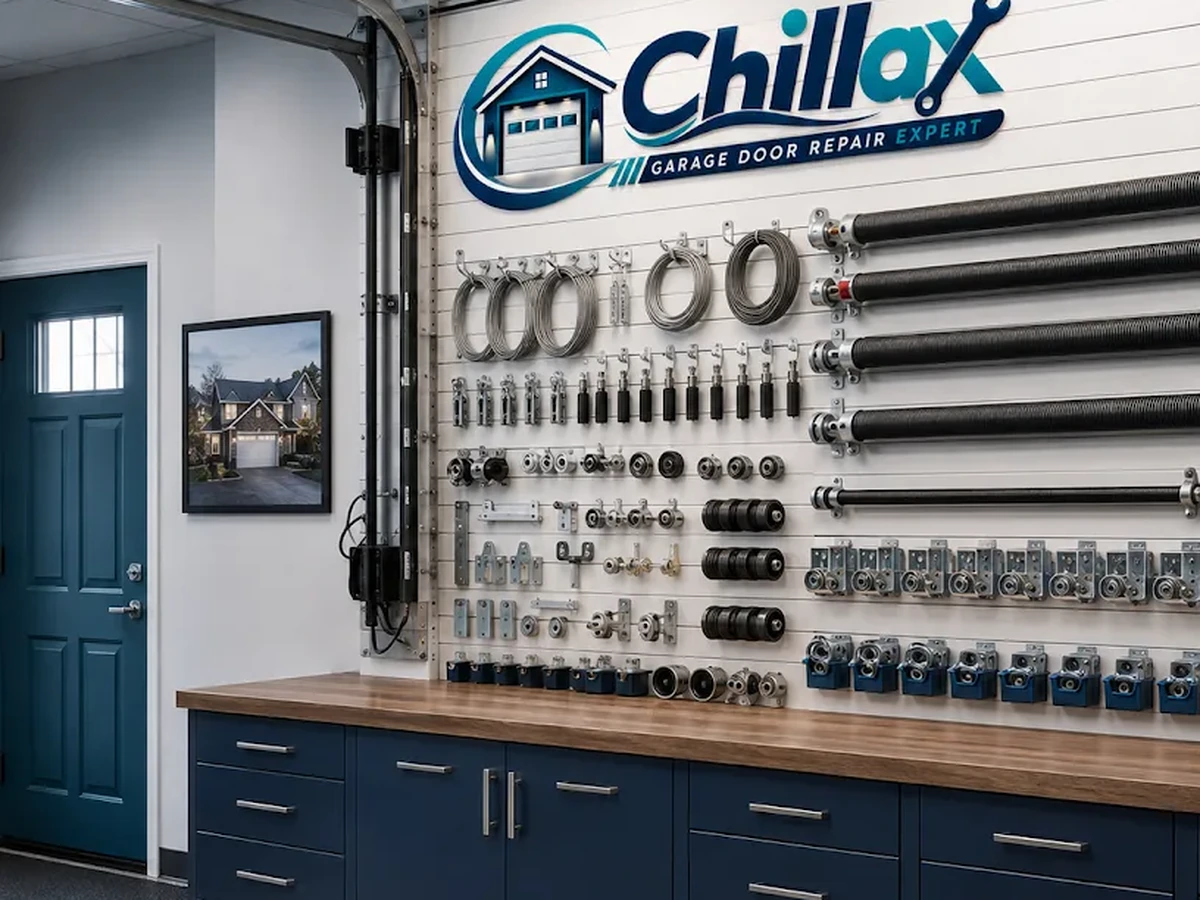 Garage door specialist by a modern residential garage door